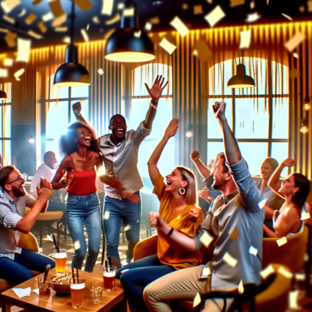 Kibice przybijający piątkę po zdobyciu gola