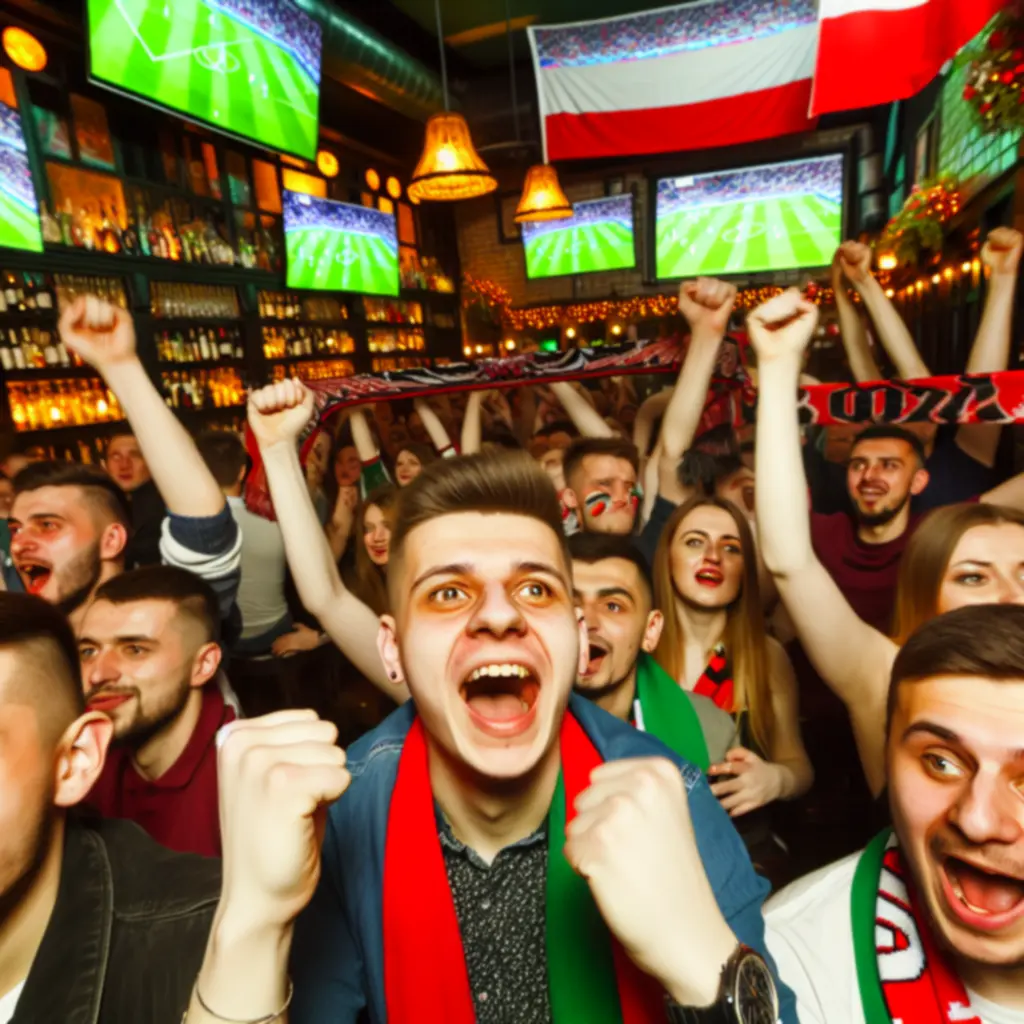 Kibice świętujący gola w MidnightLoungeBar